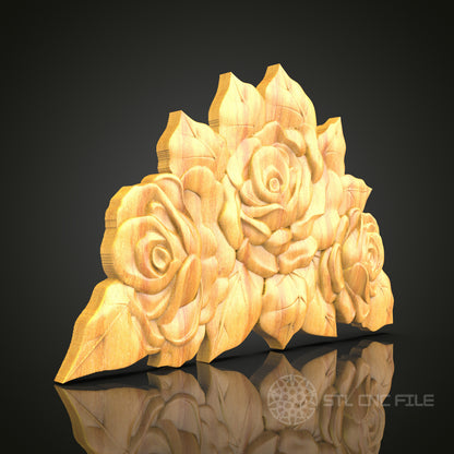 Classic Rose Bouquet STL File for CNC Routers - Perfect for Decorative Panels, Artcam, Aspire