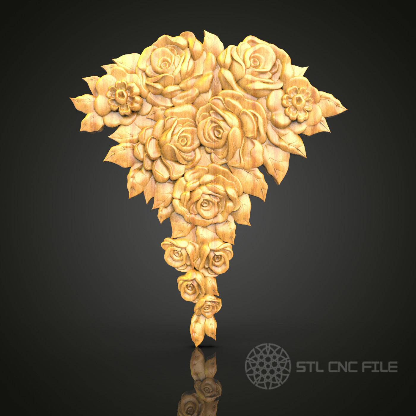 Clustered Roses STL Model for CNC Routers – Exquisite Floral Wood Art