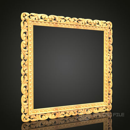 Golden Renaissance Scroll Frame STL Model - CNC Router Files for Artcam, Aspire - Luxurious Wood Art, Wall Decor CNC Engraving