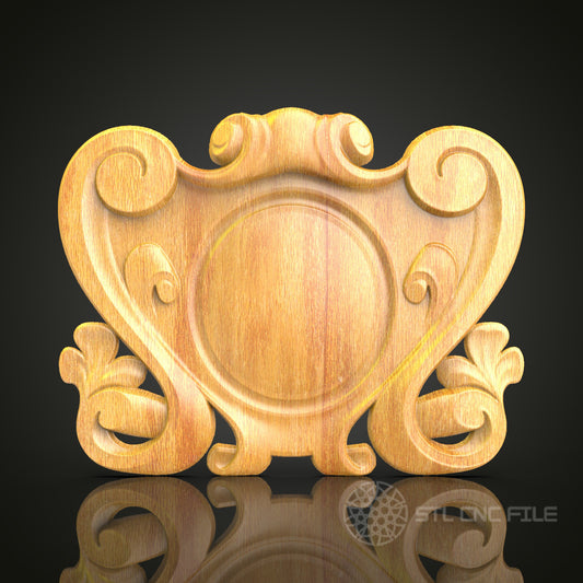 Classic Rococo Shield STL Model for CNC Routers - Ideal for Artcam & Aspire, Exquisite Home Decor