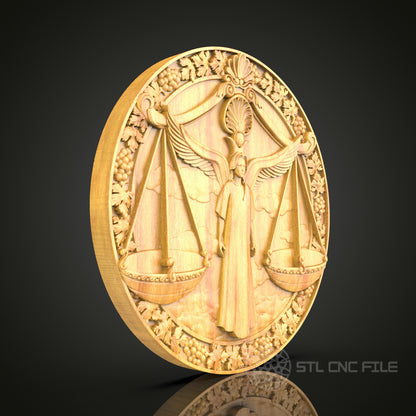 Justice Scale Wall Art - Intricate CNC Router STL Model for Artcam & Aspire