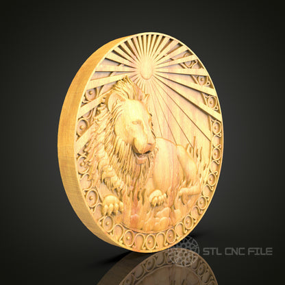 Leo Zodiac Wall Art - CNC Router STL Model for Artcam & Aspire, Astrology Decor