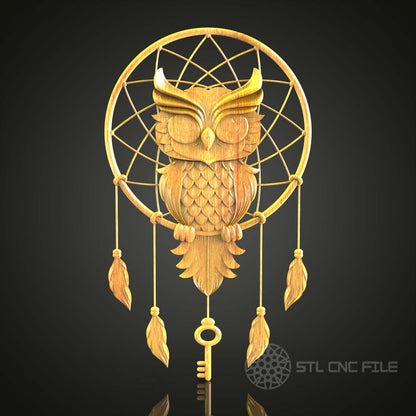 Dreamcatcher Owl CNC STL Model, Wood Engraving Artcam & Aspire, Decorative Wall Art, Digital CNC Files