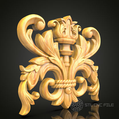 Royal Fleur-de-Lis CNC Router Engraver STL Model – Perfect for Artcam, Aspire, Wood Carving & Wall Art