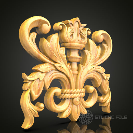 Royal Fleur-de-Lis CNC Router Engraver STL Model – Perfect for Artcam, Aspire, Wood Carving & Wall Art