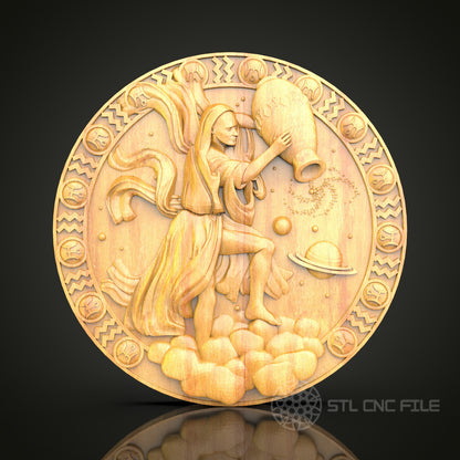 Capricorn Zodiac Wall Art - CNC Router STL Model for Artcam & Aspire, Astrology Decor