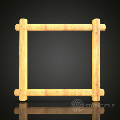 Rustic Log Cabin Frame STL Model - CNC Router Files for Artcam, Aspire - Natural Wood Art, Wall Decor CNC Engraving