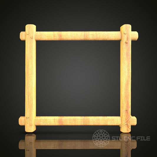 Rustic Log Cabin Frame STL Model - CNC Router Files for Artcam, Aspire - Natural Wood Art, Wall Decor CNC Engraving