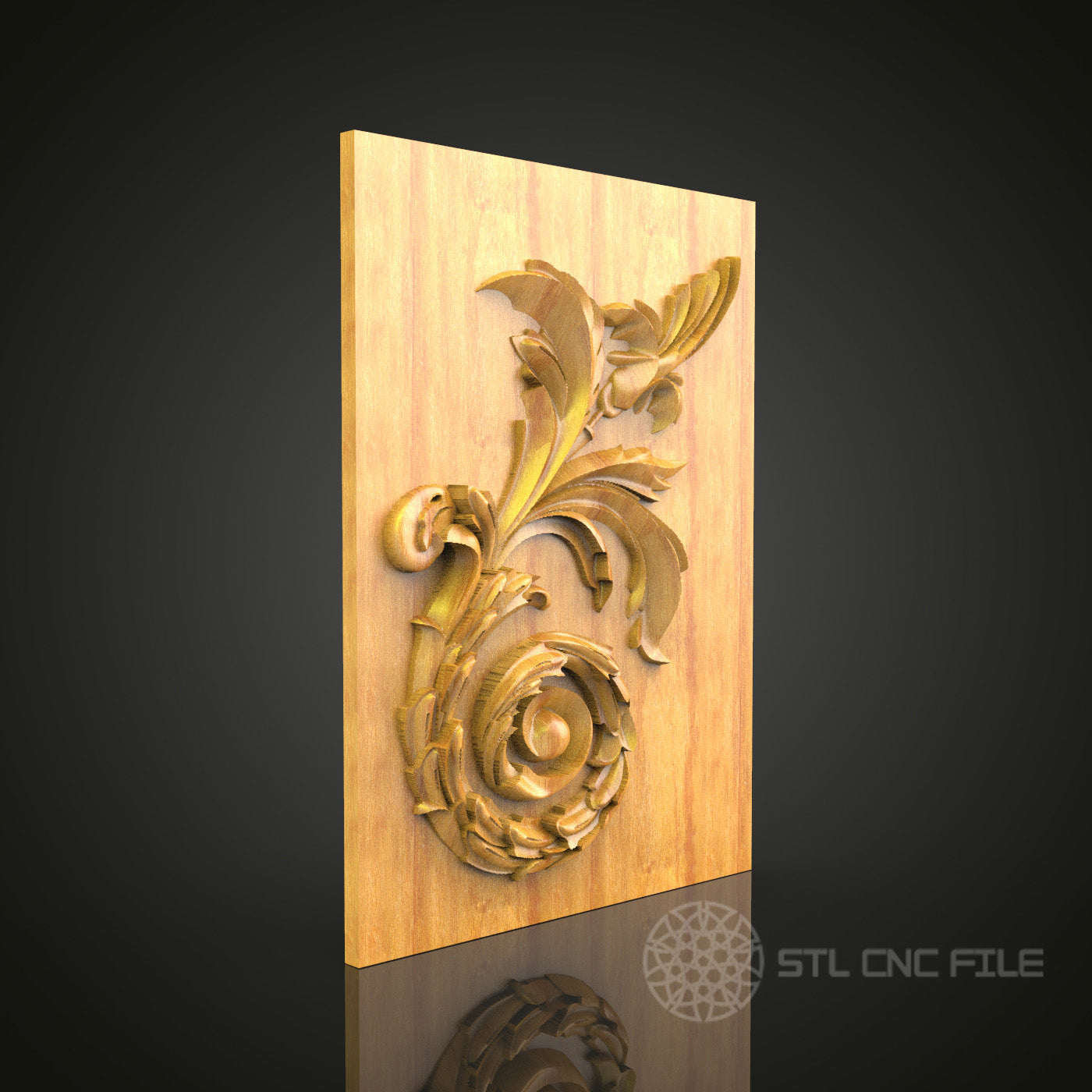 Elegant Baroque Swirl STL Model for CNC Routers – Luxury Wood Art and Wall Decor