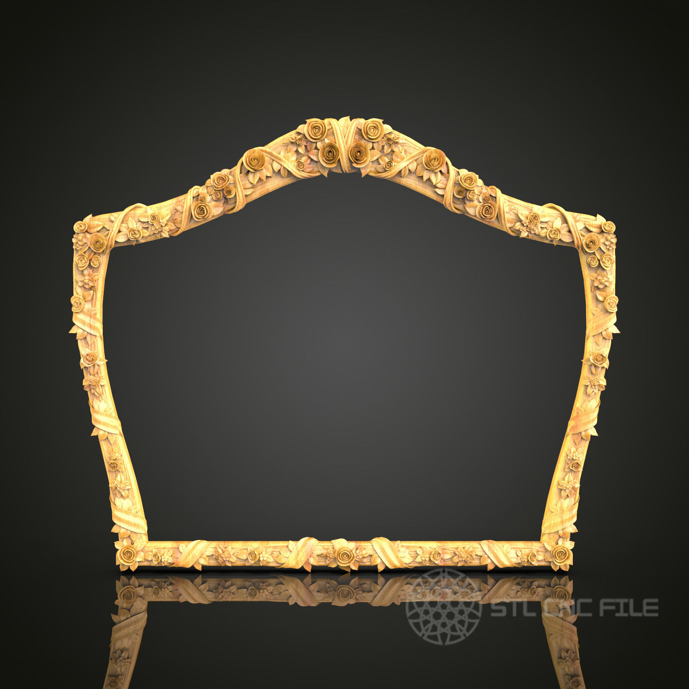 Floral Elegance Arch Frame STL Model - CNC Router Files for Artcam, Aspire - Rose Motif Wood Art, Wall Decor CNC Engraving