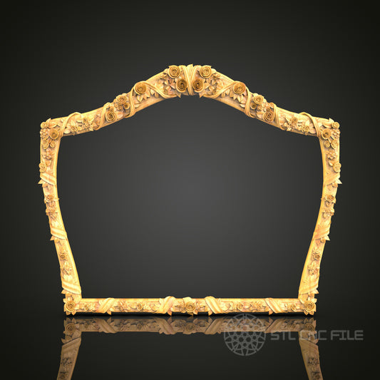 Floral Elegance Arch Frame STL Model - CNC Router Files for Artcam, Aspire - Rose Motif Wood Art, Wall Decor CNC Engraving