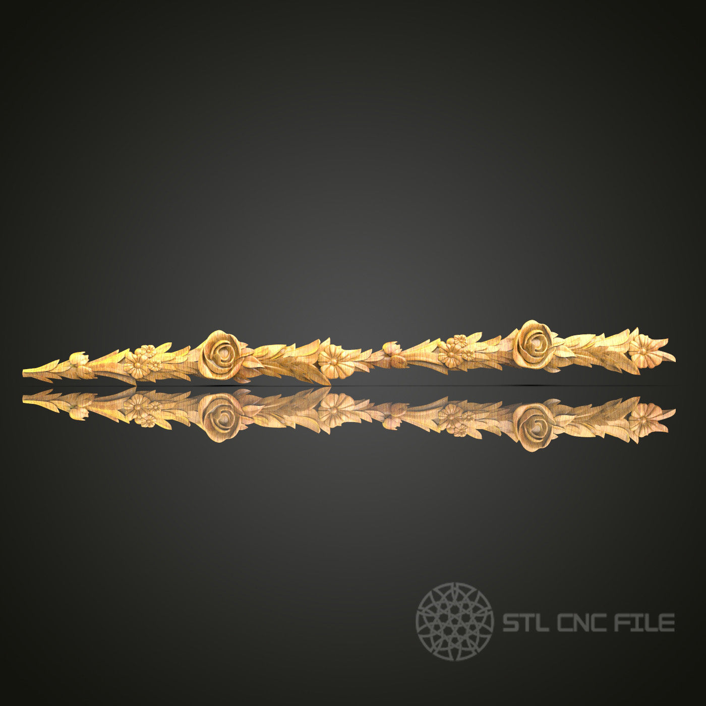 Rustic Floral and Rose Wood Carving STL Model – Ideal for CNC Router, Home Decor