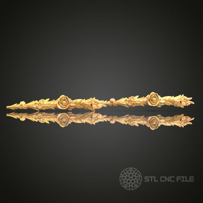 Rustic Floral and Rose Wood Carving STL Model – Ideal for CNC Router, Home Decor