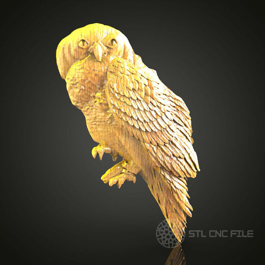 Perched Owl CNC STL Model, Wood Engraving File for Artcam & Aspire, Rustic Wall Art Decor