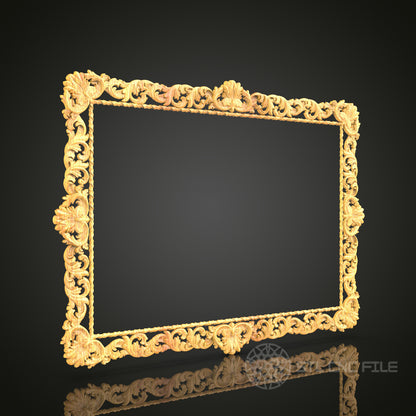 Golden Carved Frame STL Model - CNC Router Files for Artcam, Aspire - Luxurious Wood Art, Wall Decor CNC Engraving