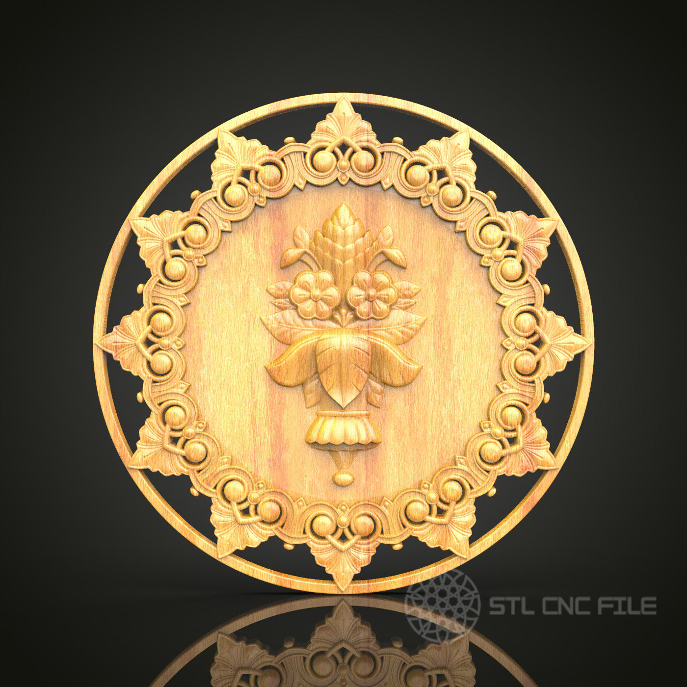 Classical Ornament Medallion STL Model, CNC Router Files for Wood Carving, Artcam Aspire Compatible