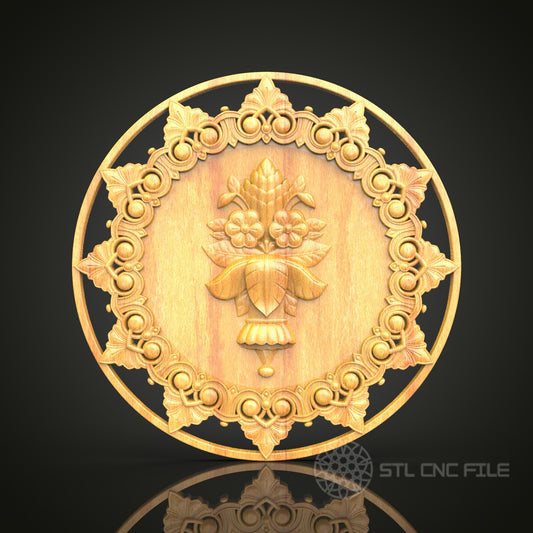Classical Ornament Medallion STL Model, CNC Router Files for Wood Carving, Artcam Aspire Compatible