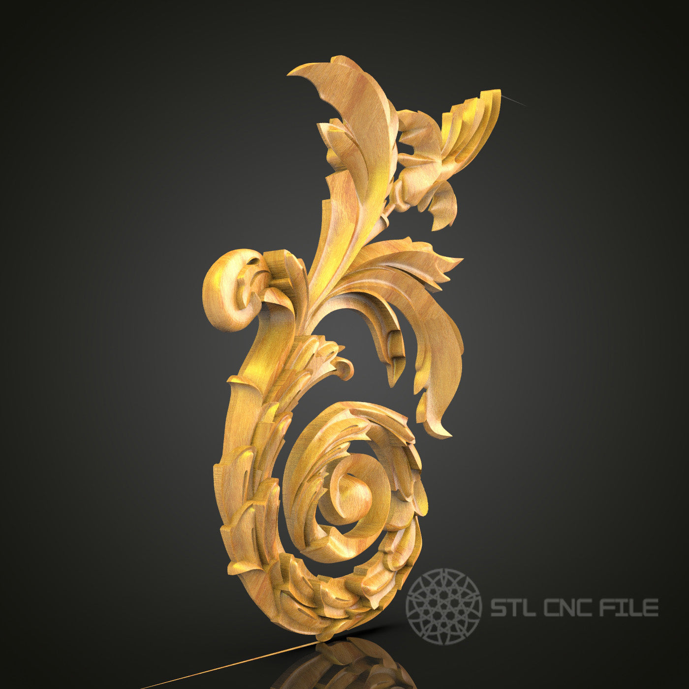 Floral Elegance STL Model for CNC Routers - Perfect for Artcam & Aspire, Sophisticated Wall Decor