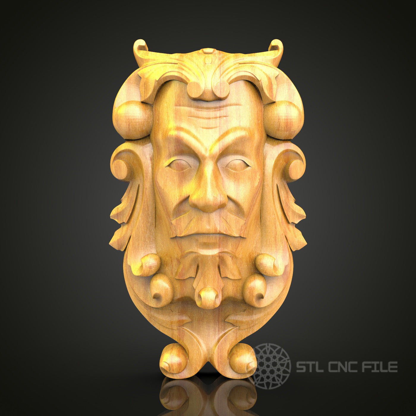Green Man Mythical Face CNC Router Engraver STL Model – Ideal for Artcam & Aspire, Perfect for Wall Art