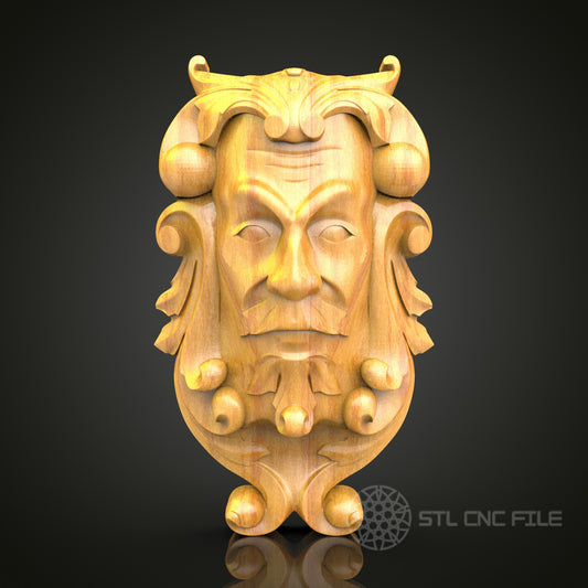 Green Man Mythical Face CNC Router Engraver STL Model – Ideal for Artcam & Aspire, Perfect for Wall Art