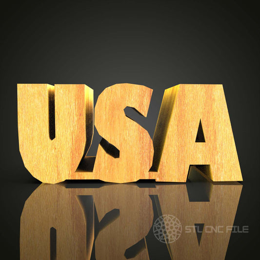USA Block Letters 3D Model - STL for CNC Router Engraver, Artcam, Aspire, CNC Files, Wood Art Decor