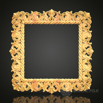 Golden Nautical Rope Frame STL Model - CNC Router Files for Artcam, Aspire - Maritime Theme Wood Art, Wall Decor CNC Engraving