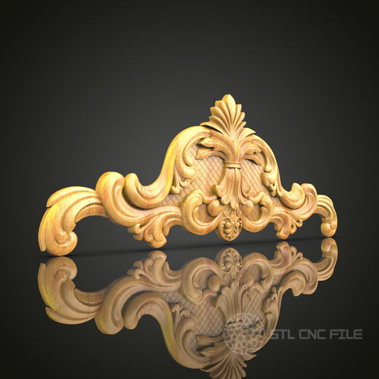 Elegant Wood Carving STL Model for CNC Router - Artcam, Aspire Compatible, Luxurious Wall Decor