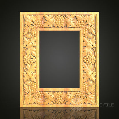 Harvest Theme Frame STL Model - CNC Router Files for Artcam, Aspire - Nature Inspired Wood Art, Wall Decor CNC Engraving