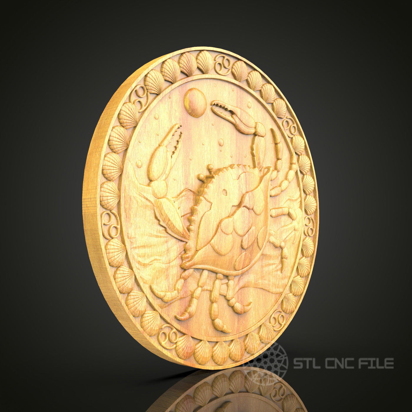 Cancer Zodiac Wood Carving - CNC Engraved Wall Art, Astrological Sign Decor, Ideal for Home and Gift