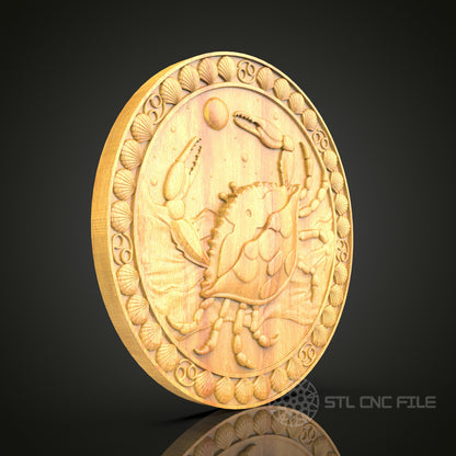 Cancer Zodiac Wood Carving - CNC Engraved Wall Art, Astrological Sign Decor, Ideal for Home and Gift