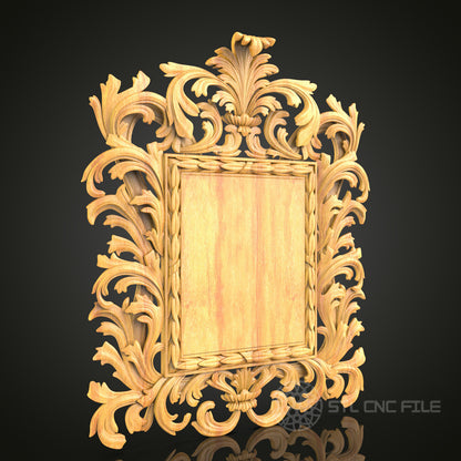 Luxurious Baroque Frame STL Model - CNC Router Files for Artcam, Aspire - Opulent Wood Art, Wall Decor CNC Engraving