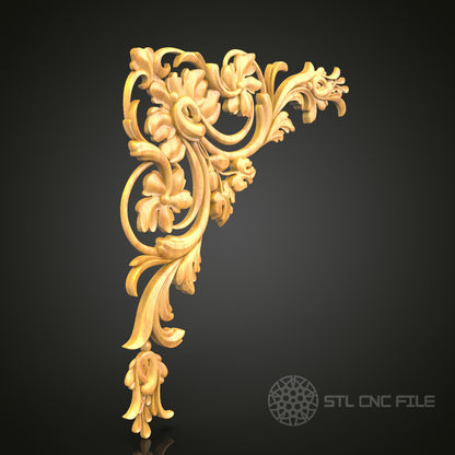 Elegant Floral Scrolls CNC Router Engraver STL Model – Ideal for Artcam & Aspire, Perfect for Luxurious Wall Art