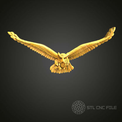 Majestic Owl Spread Wings STL Model, CNC Wood Carving File, Artcam Aspire Art, Wall Decor Engraving