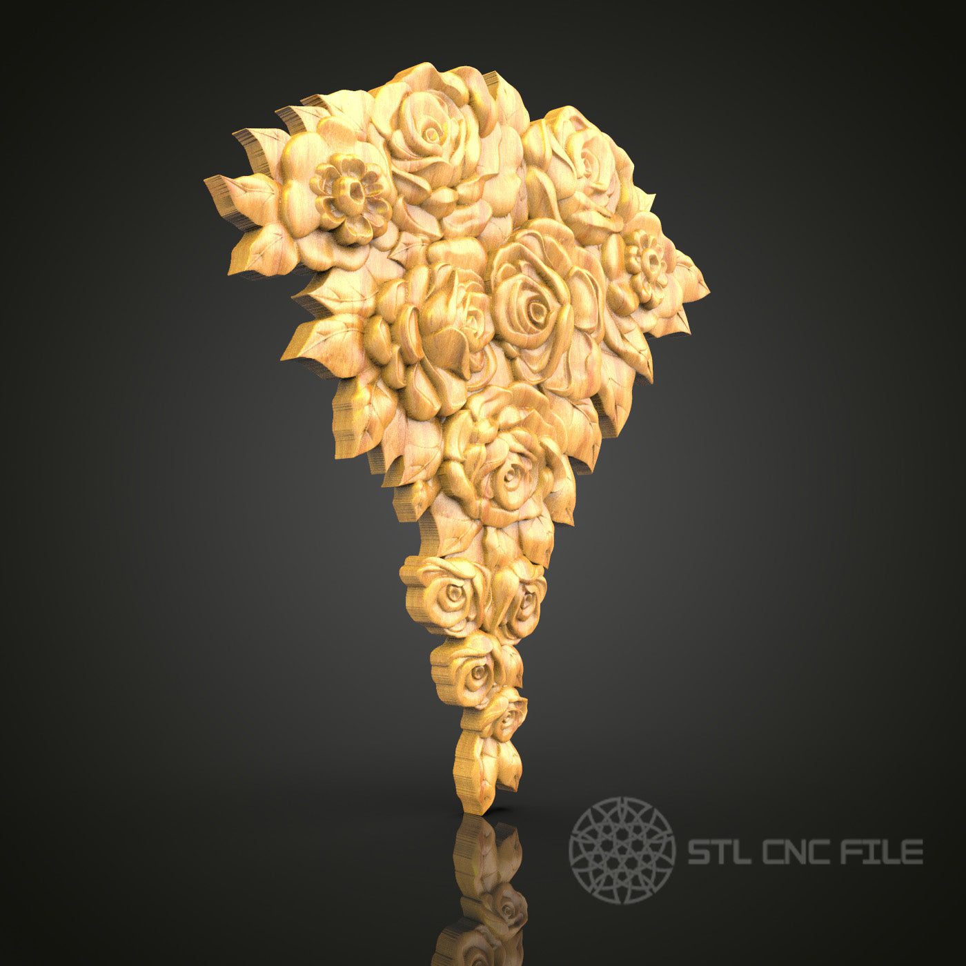 Clustered Roses STL Model for CNC Routers – Exquisite Floral Wood Art