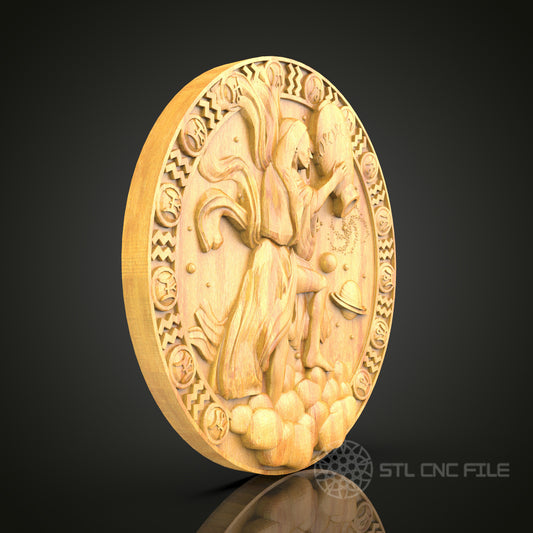 Capricorn Zodiac Wall Art - CNC Router STL Model for Artcam & Aspire, Astrology Decor