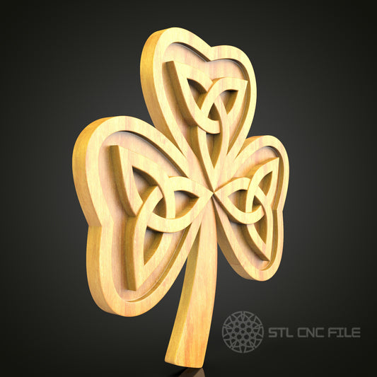 Shamrock Celtic Knot Decor - CNC Router STL Model, Compatible with Artcam & Aspire