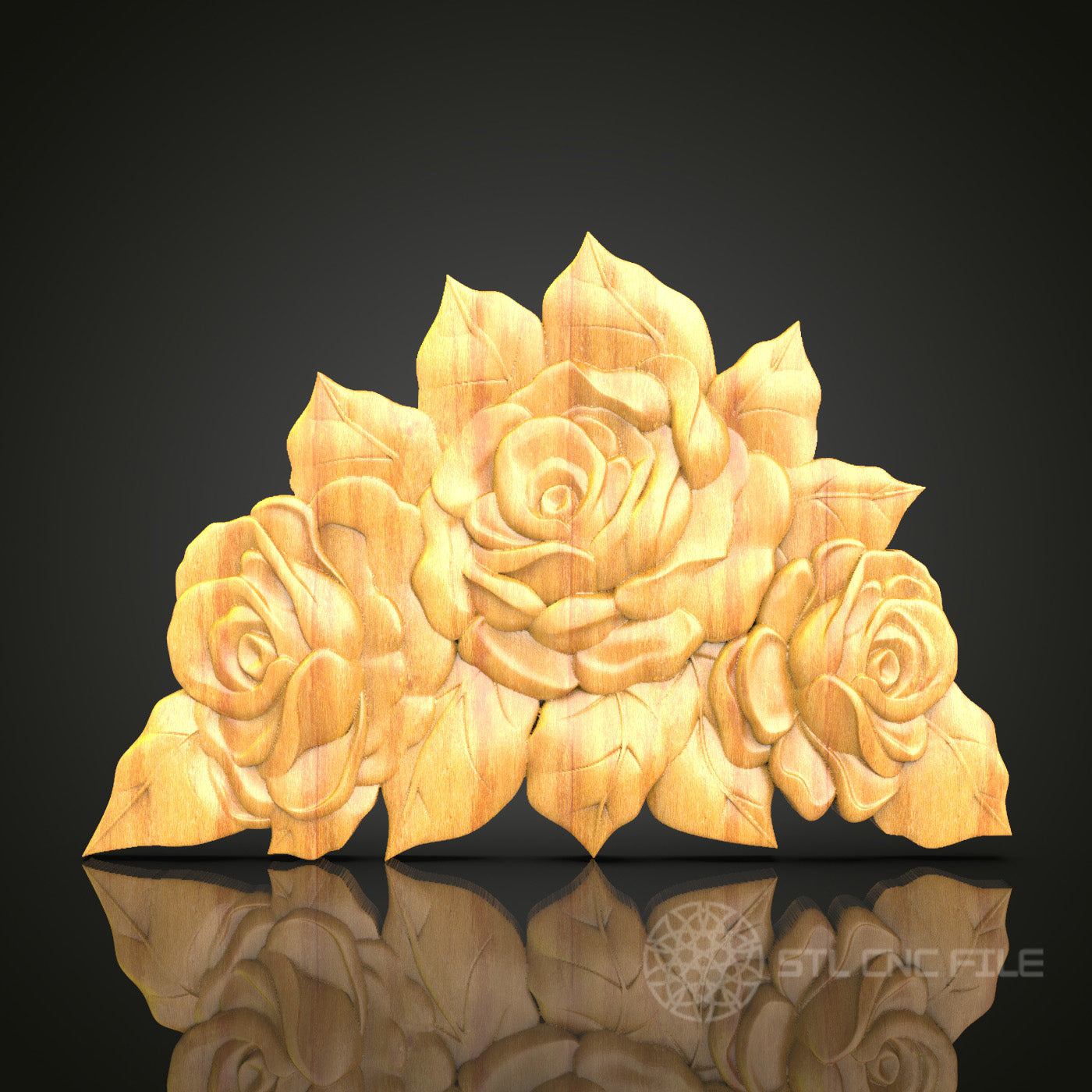 Classic Rose Bouquet STL File for CNC Routers - Perfect for Decorative Panels, Artcam, Aspire