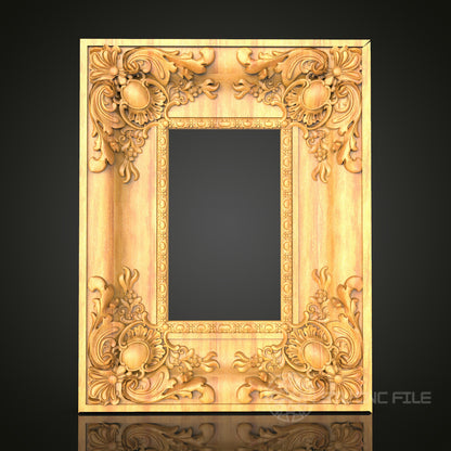 Luxurious Baroque Style Frame STL Model - CNC Router Files for Artcam, Aspire - Opulent Wood Art, Wall Decor CNC Engraving
