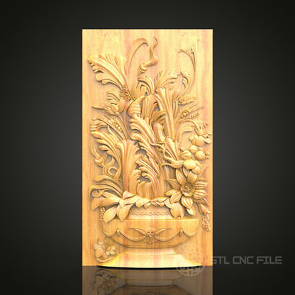 Lavish Floral Basket STL Model for CNC Routers – Intricate Wood Art Decor