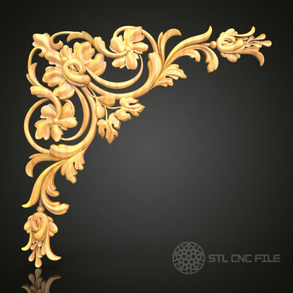 Elegant Floral Scrolls CNC Router Engraver STL Model – Ideal for Artcam & Aspire, Perfect for Luxurious Wall Art