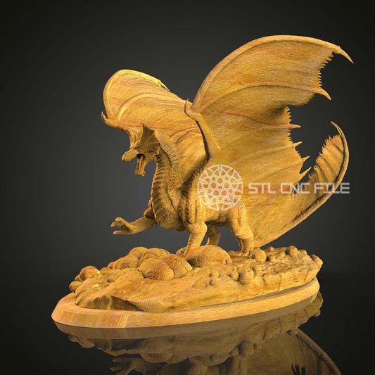 Winged Dragon Roar STL Model – CNC Router Engraving, Wood Carving Art File, Compatible with Artcam/Aspire, Fantasy Wall Decor, 3D CNC Design
