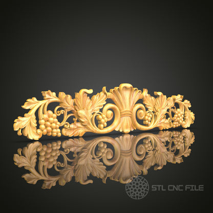 Classic Vine and Grape Wood Carving Design - STL Model for CNC Router, Artcam, Aspire Files