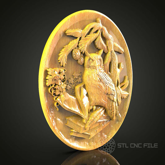 Owl in Nature CNC STL Model, Artcam Aspire Engrave Files, Wood Art, Elegant Wall Decor, Digital File