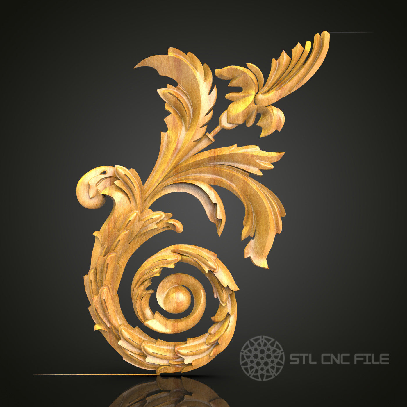 Floral Elegance STL Model for CNC Routers - Perfect for Artcam & Aspire, Sophisticated Wall Decor