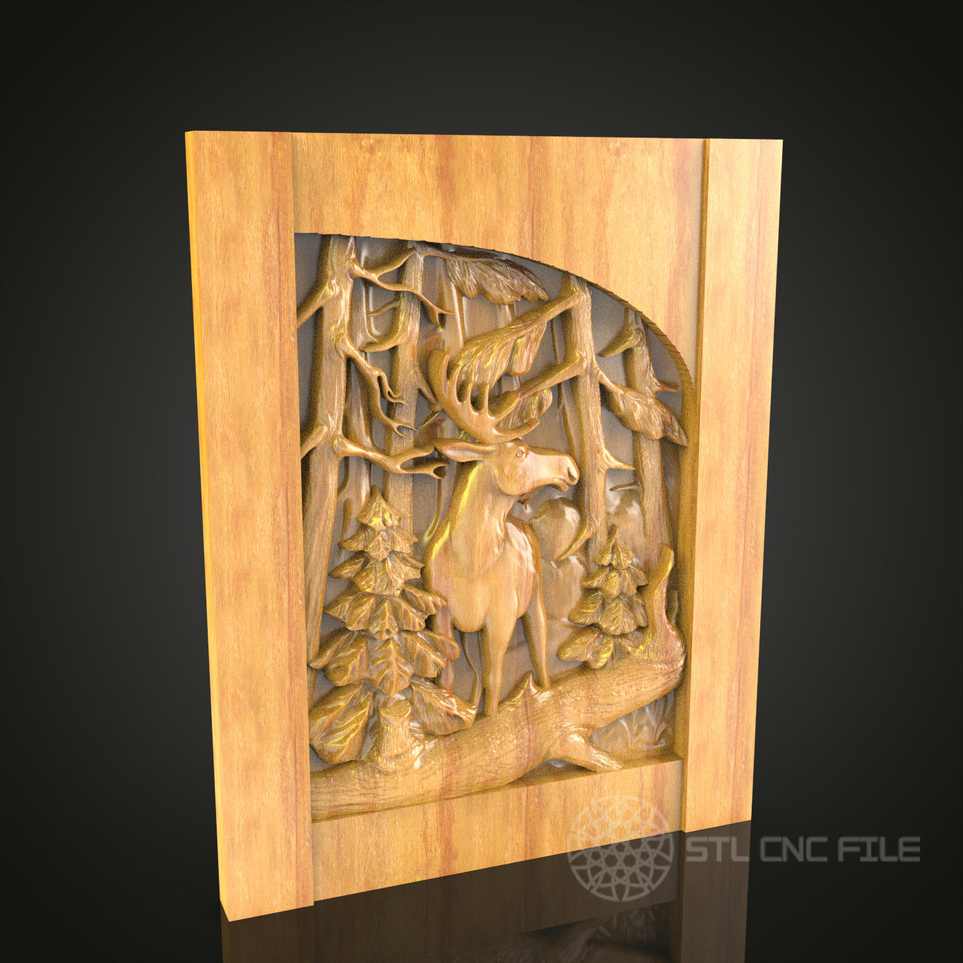 Elk in Forest Relief - CNC Carved Wall Art, Perfect for Nature Lovers and Home Decor