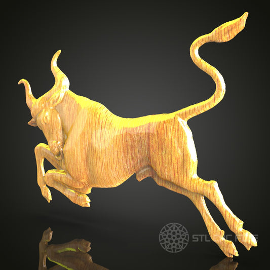Charging Bull STL Model, Dynamic CNC Router Engraving File, Artcam Aspire Wood Art, Stock Market Wall Decor, Power Symbol Design