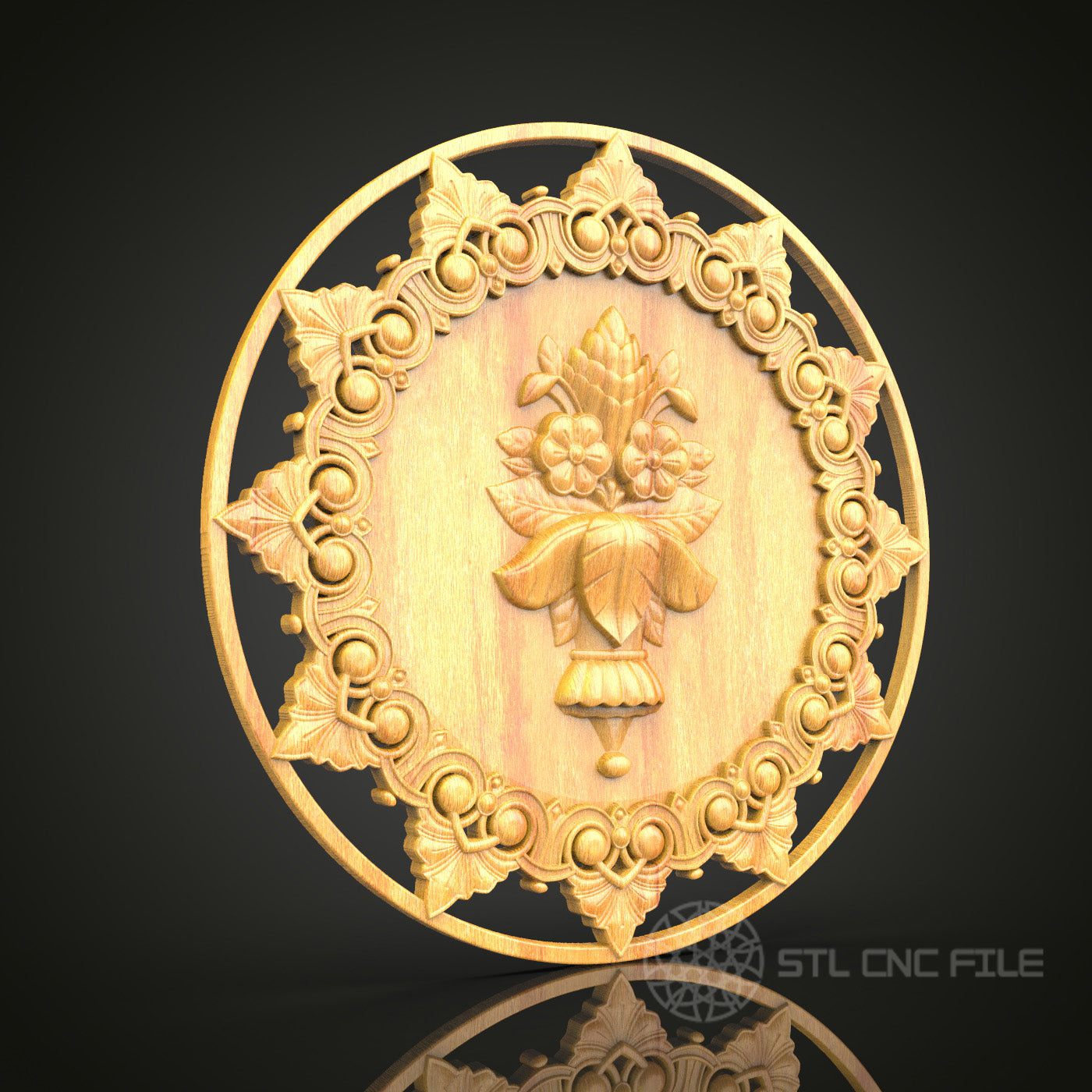 Classical Ornament Medallion STL Model, CNC Router Files for Wood Carving, Artcam Aspire Compatible