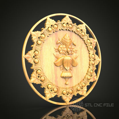 Classical Ornament Medallion STL Model, CNC Router Files for Wood Carving, Artcam Aspire Compatible