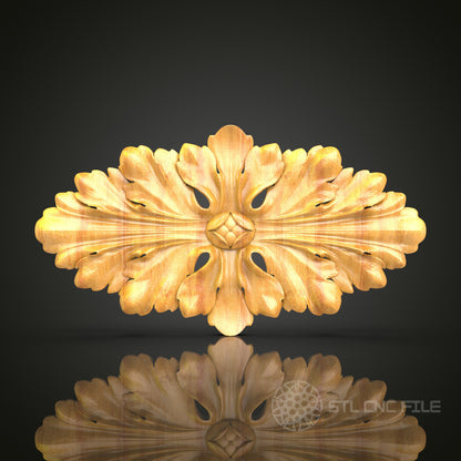Floral Wood Carving STL Model, CNC Router Files for Engraving, Artcam Aspire Decorative Panel