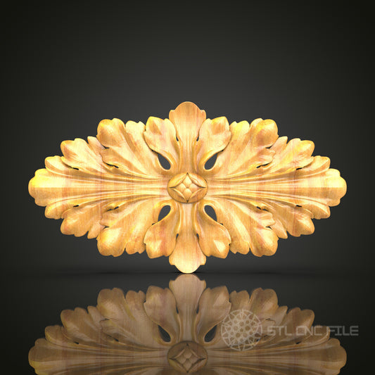 Floral Wood Carving STL Model, CNC Router Files for Engraving, Artcam Aspire Decorative Panel